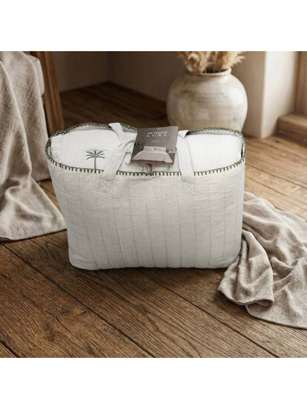 Maison Luxe/Palmiye (кремовый) Стеганное Муслиновое Покрывало с наволочками Евро (комплект 3 предмета)